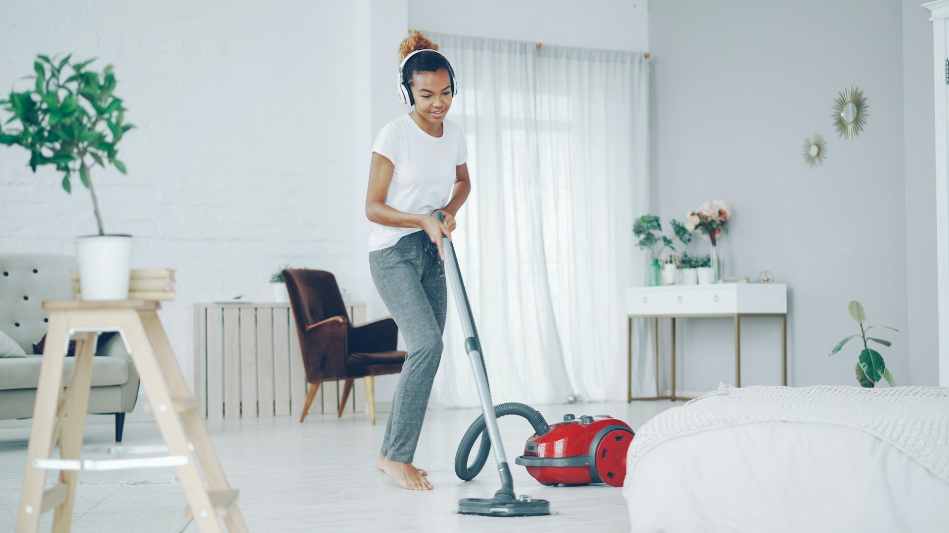 A woman trained in nannying and housekeeping